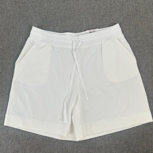 NEW! Karen Scott Sport Shorts Petites PS Bright White Drawstring Pockets Cotton - Picture 2 of 12